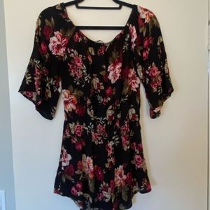 off the shoulder floral romper